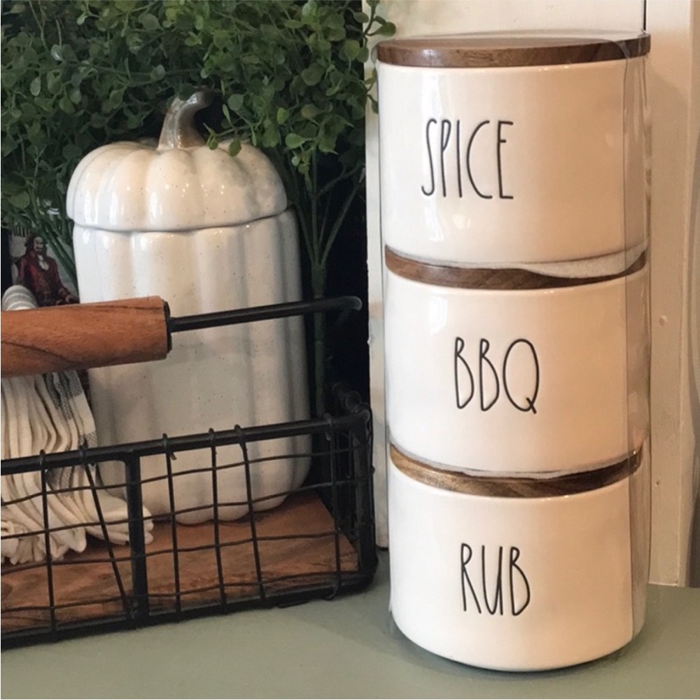 Rae Dunn White Ceramic Food Storage Canisters cellars